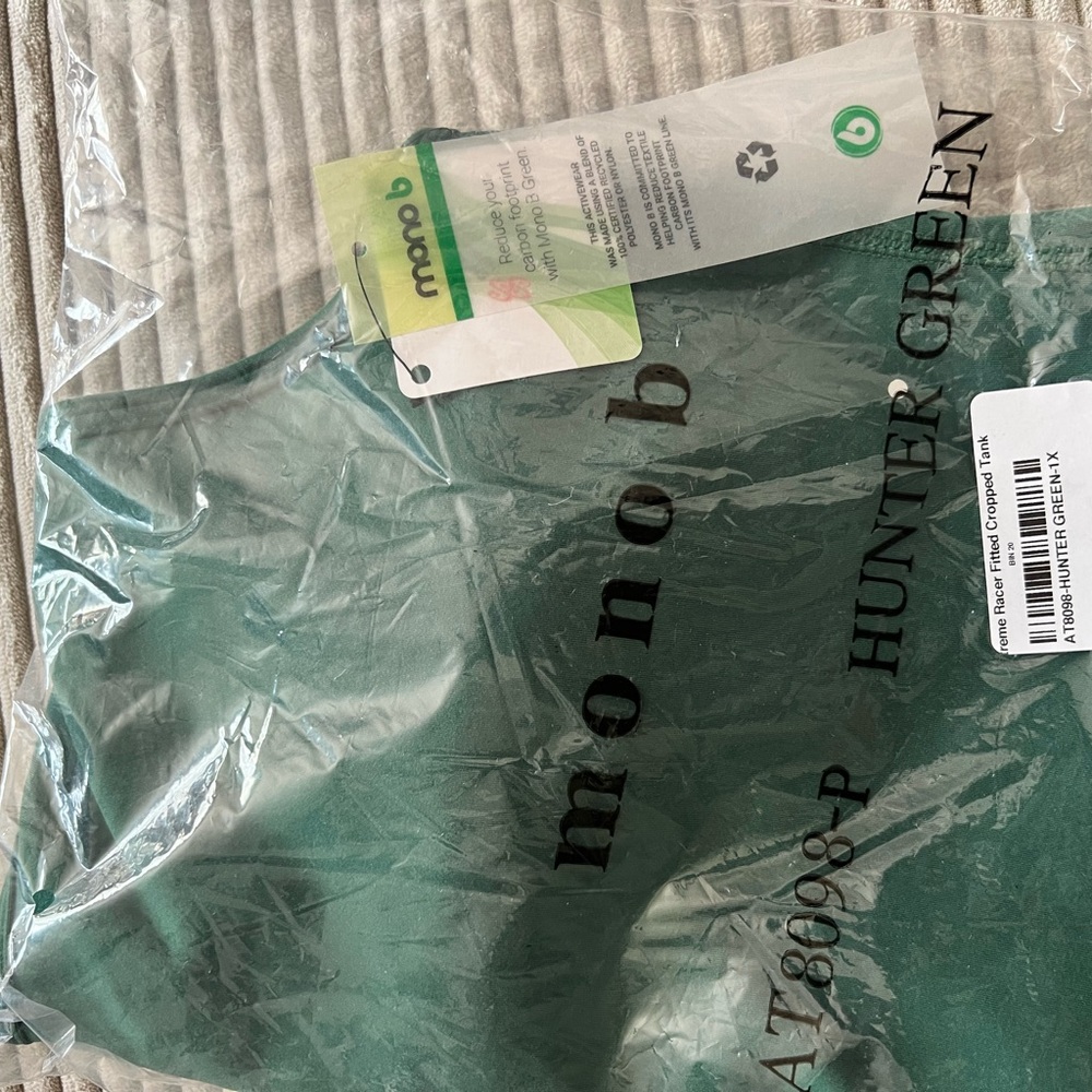 Mono B Sports Bra Green Racer Back NWT - Picture 4 of 5